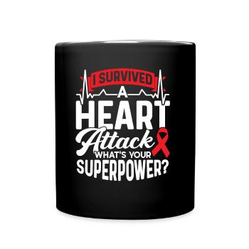 I survived a heart attack Heart attack - Full Colour Mug - black - Front