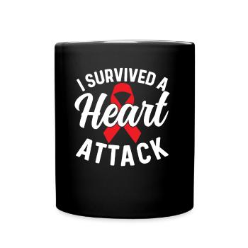 I survived a heart attack Heart attack - Full Colour Mug - black - Front