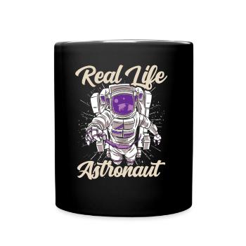 Real Life Astronaut Rocket Space Astronomy - Full Colour Mug - black - Front