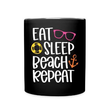 Manger dormir sur la plage répéter - Mug uni - noir - Devant