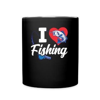 I love fishing fishing anglers - Full Colour Mug - black - Front