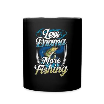 Less drama More fishing Anglers Fishing - Full Colour Mug - black - Front
