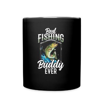 Bester Angelkumpel Angelfreund Fischen Angeln - Tasse einfarbig - Schwarz - Vorne