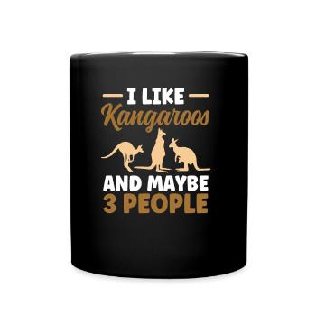 I like kangaroos and maybe 3 people animal - Full Colour Mug - black - Front