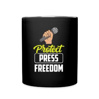Protects press freedom Press law Journalist - Full Colour Mug - black - Front