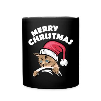 merry christmas Katzen Symbol xmas Katze comic - Tasse einfarbig - Schwarz - Vorne