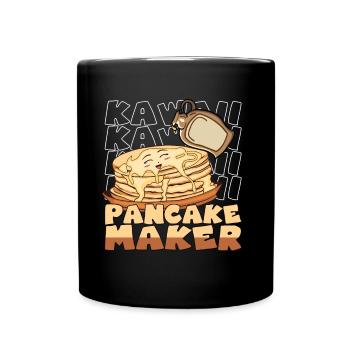 Kawaii Pancake Maker Lächelte Pfannkuchen Sirup - Tasse einfarbig - Schwarz - Vorne