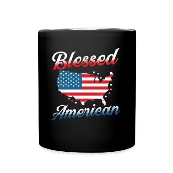 Bienheureux États-Unis Amérique États-Unis Patriotique - Mug uni - noir - Devant