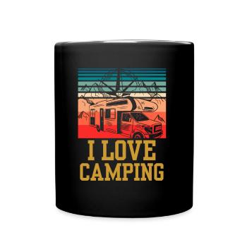 Ich Liebe Camping Camper Camp Campen Campingplatz - Tasse einfarbig - Schwarz - Vorne
