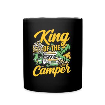 König Der Camper Campen Camping Campingplatz Camp - Tasse einfarbig - Schwarz - Vorne
