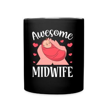 Tolle Hebamme Beruf Geburtshilfe Hebammen Sprüche - Tasse einfarbig - Schwarz - Vorne