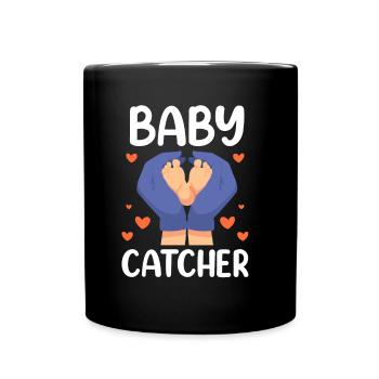 Babyfänger Beruf Hebamme Geburtshilfe Hebammen - Tasse einfarbig - Schwarz - Vorne