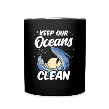 Haltet Unsere Ozeane Sauber See Ocean Protection - Tasse einfarbig - Schwarz - Vorne