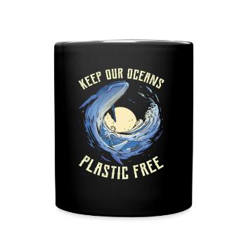 Keep our oceans plastic-free sea sea - Full Colour Mug - black - Front