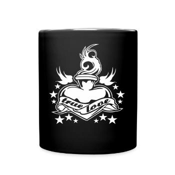 True Love - Vintage Rockabilly Heart - Tasse einfarbig - Schwarz - Vorne