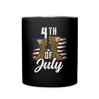 Happy 4 July Happy 4Th Of July USA America US - Full Colour Mug - black - Front