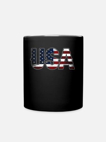 Usa Patriotic American USA Amerika - Ensfarget kopp - svart
