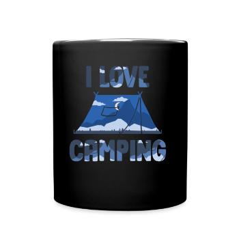 Ich Liebe Camping Camper Camp Campingplatz Campen - Tasse einfarbig - Schwarz - Vorne