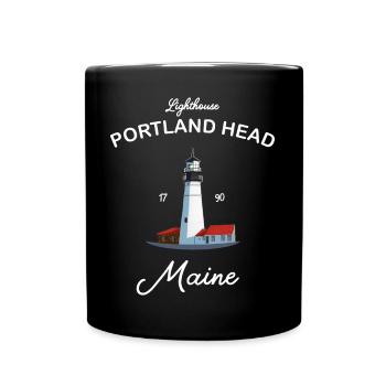 Portland, Lighthouse Head, Maine - Full Colour Mug - black - Front