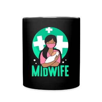Hebamme Geburtshilfe Sprüche Beruf Hebammen - Tasse einfarbig - Schwarz - Vorne