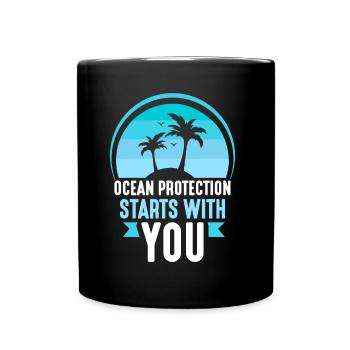 The protection of the oceans begins with you sea lake - Full Colour Mug - black - Front
