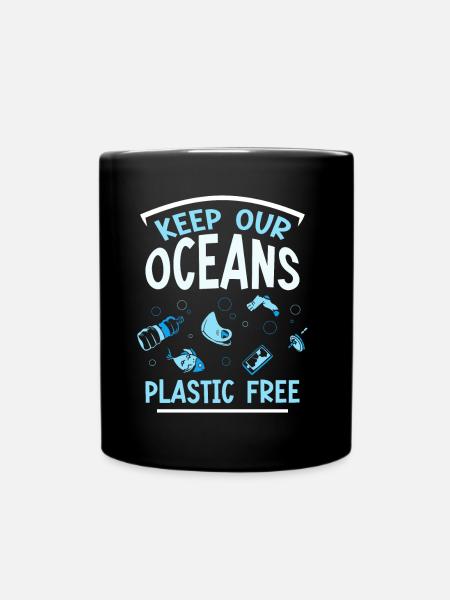 Haltet Unsere Ozeane Plastikfrei See Meer - Tasse einfarbig - Schwarz