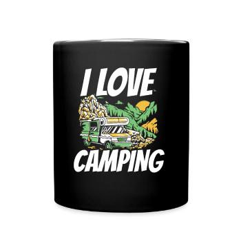 Ich Liebe Camping Camp Camper Campen Campingplatz - Tasse einfarbig - Schwarz - Vorne