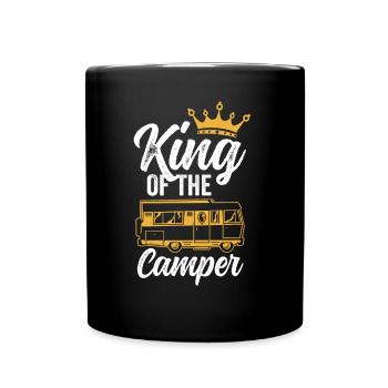 König Der Camper Campingplatz Campen Camping Camp - Tasse einfarbig - Schwarz - Vorne