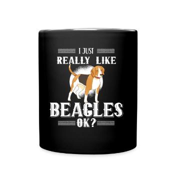 J’aime juste les beagles très ok chiot chien beagle - Mug uni - noir - Devant