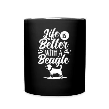 Das Leben Ist Besser Mit Einem Beagle Beagles - Tasse einfarbig - Schwarz - Vorne