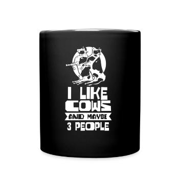J’aime les vaches et peut-être 3 personnes vaches animaux - Mug uni - noir - Devant