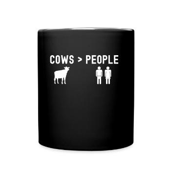Kühe > Menschen Bauernhof Tiere Kuh Milchkuh - Tasse einfarbig - Schwarz - Vorne