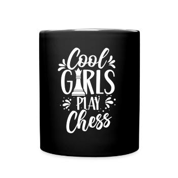 Coole Mädchen Spielen Schach Schachspieler - Tasse einfarbig - Schwarz - Vorne