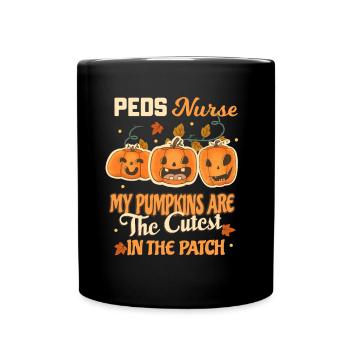Children's Nurse Pumpkins Funny Halloween - Full Colour Mug - black - Front