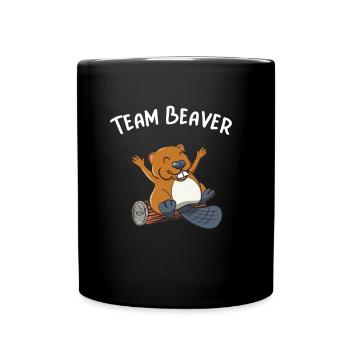 Team Biber Nagetier Lustiges Beaver - Tasse einfarbig - Schwarz - Vorne