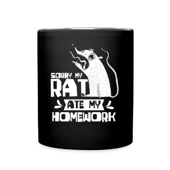 Meine Ratte Hat Meine Hausaufgaben Gefressen Tier - Tasse einfarbig - Schwarz - Vorne