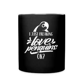 I love penguins just ok animal penguin cute - Full Colour Mug - black - Front