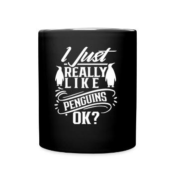 J’aime les pingouins juste très mignon pingouin animal - Mug uni - noir - Devant