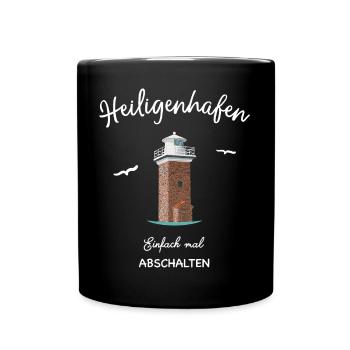 Heiligenhafen Zeichnung des Leuchtturms - Tasse einfarbig - Schwarz - Vorne
