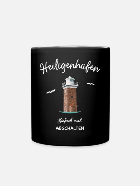 Heiligenhafen Zeichnung des Leuchtturms - Tasse einfarbig - Schwarz