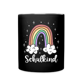 Schulkind Regenbogen Einschulung Geschenk - Tasse einfarbig - Schwarz - Vorne