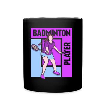 Badmintonspielerin Spielerin Mädchen Mutter - Tasse einfarbig - Schwarz - Vorne