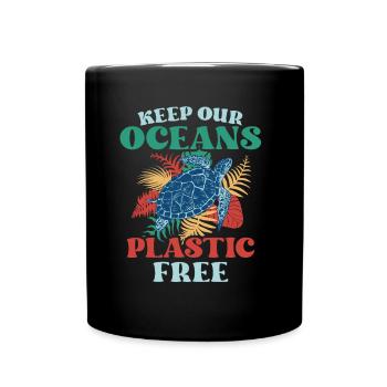 Keep our oceans plastic-free sea sea - Full Colour Mug - black - Front