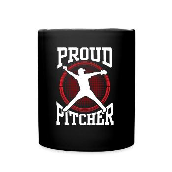 Stolzer Baseball Pitcher Spieler Werfer Hobby - Tasse einfarbig - Schwarz - Vorne