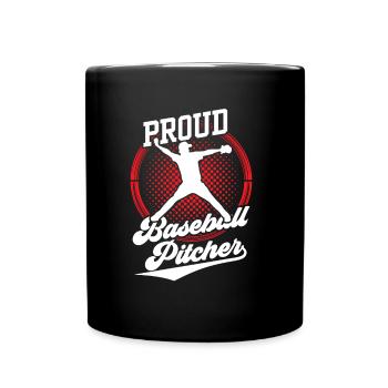 Stolzer Baseball Pitcher Spieler Werfer Hobby - Tasse einfarbig - Schwarz - Vorne
