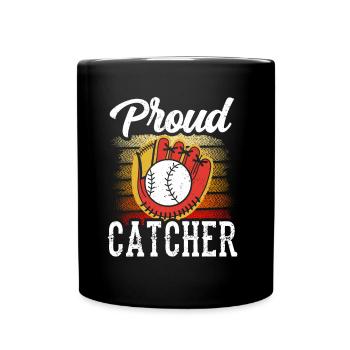 Stolzer Fänger Hobby Spieler Catcher Baseball - Tasse einfarbig - Schwarz - Vorne