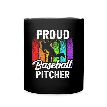 Stolzer Baseball Pitcher Hobby Werfer Spieler - Tasse einfarbig - Schwarz - Vorne