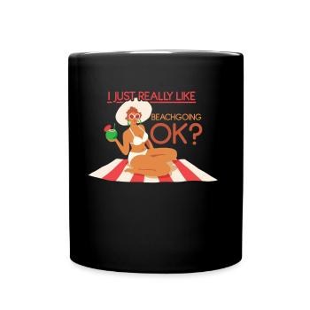 J’aime juste m’allonger sur la plage - Mug uni - noir - Devant