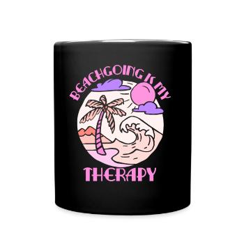 Les vacances à la plage sont ma thérapie Plage de plage - Mug uni - noir - Devant