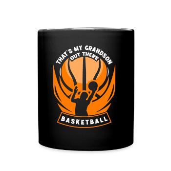 Das Ist Mein Enkel Da Draußen Beim Basketball - Tasse einfarbig - Schwarz - Vorne